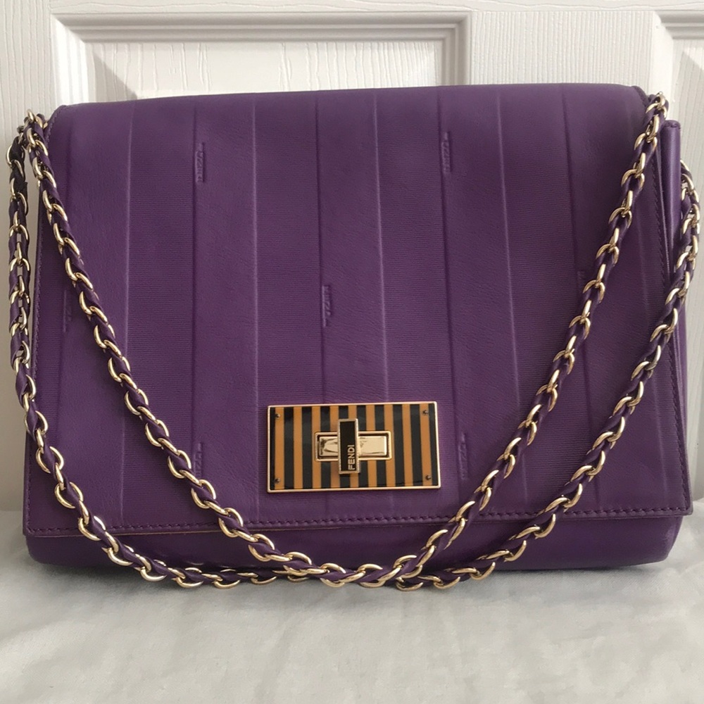 Authentic Fendi Claudia Purple Leather Bag